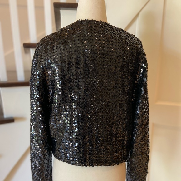 Vintage Glam! Black Sequins Bolero Jacket - Picture 9 of 11